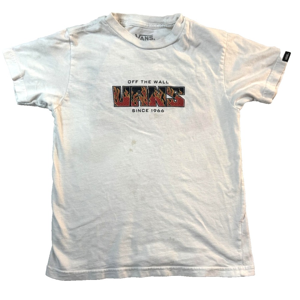 Vans Skateboard TShirt Boys 5 White Off The Wall Since 1966 Graphic Streetwear